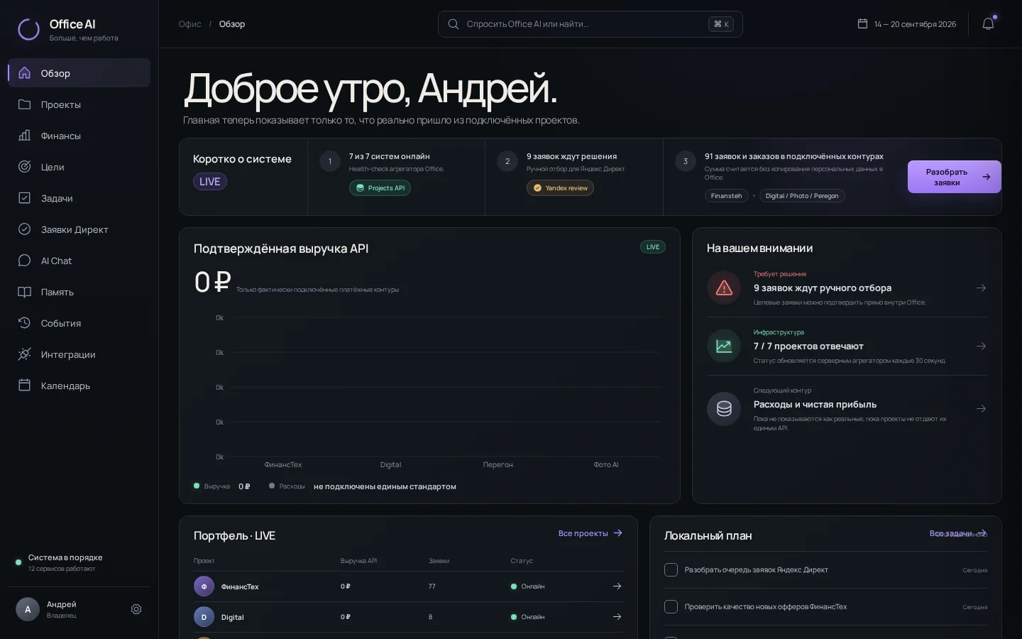 Главная страница сервиса Office AI