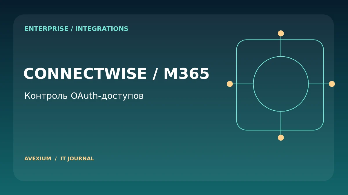 Авторская концептуальная иллюстрация: корпоративные OAuth-интеграции, облако и контроль доступа